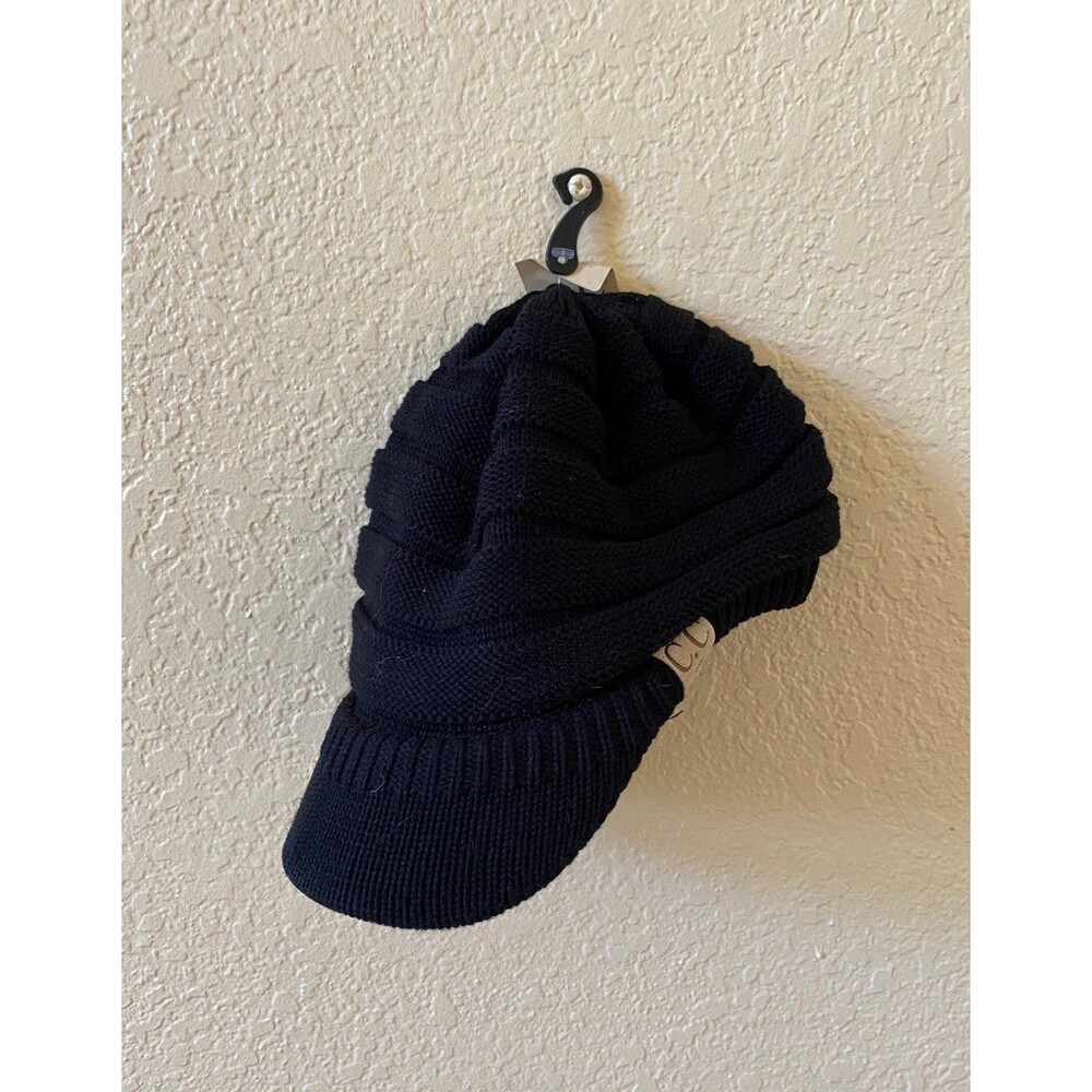 Knit Black Beret Beanie Cap